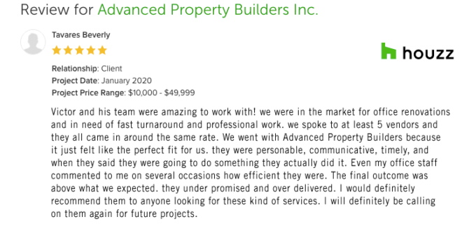 Advanced Property Builders 5 Star Review